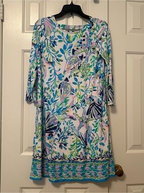 Lilly Pulitzer Ophelia Swing Dress White Shell Beach Floral Ocean Size Small